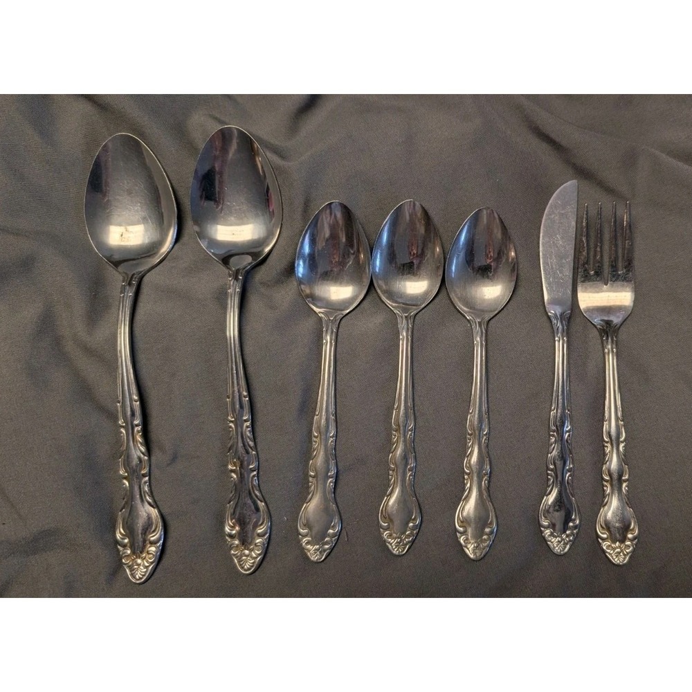 Lot 7 Households HMC Vtg Flower Scrolls Silverware Stainless Japan Replacements